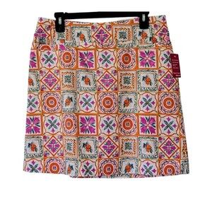 Kim Rogers Skort Womens 12 Tummy Control Geometric Tile Print NWT $49.50